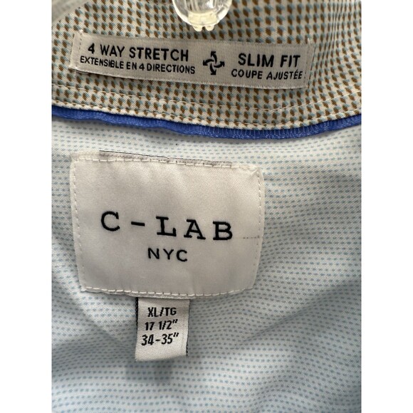 New C Lab NYC Performance Shirt Mens XL Blue White 4 way Stretch Button Up - Picture 6 of 6